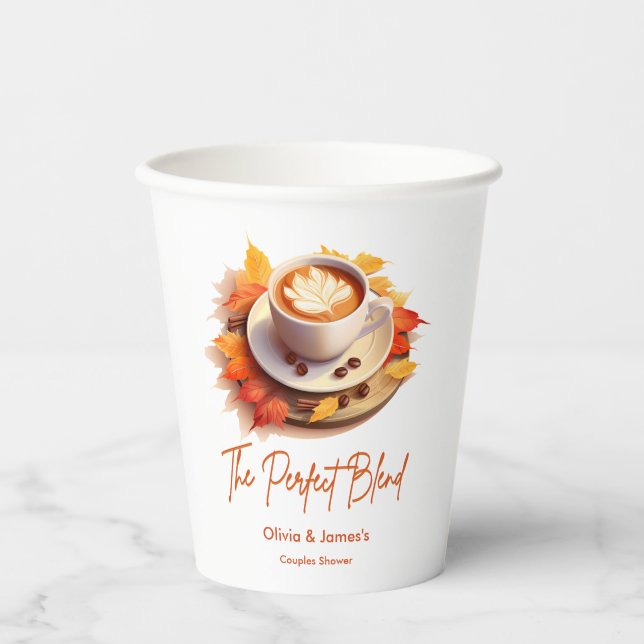Vasos De Papel Otoño El Blend Perfecto Ducha de Parejas  (Anverso)