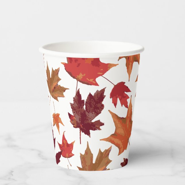 Vasos De Papel Otoño espléndido deja decoración Fiesta (Anverso)