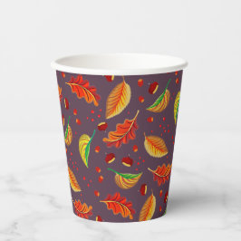 Vasos De Papel Otoño Hojas Nueces Patrón de castañas elegante Caí