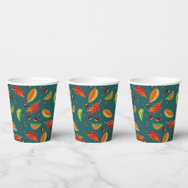 Vasos De Papel Otoño Hojas Nueces Patrón de castañas elegante Caí