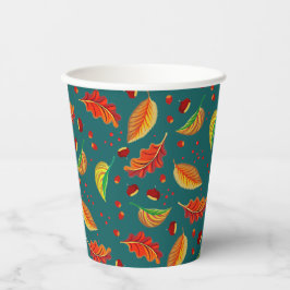 Vasos De Papel Otoño Hojas Nueces Patrón de castañas elegante Caí