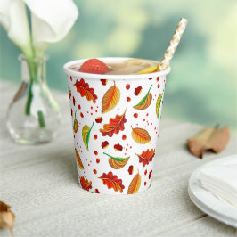 Vasos De Papel Otoño Hojas Nueces Patrón de castañas elegante Caí