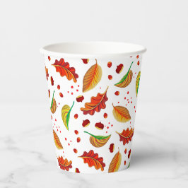 Vasos De Papel Otoño Hojas Nueces Patrón de castañas elegante Caí