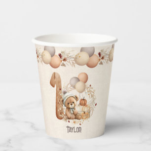 Vasos De Papel Otoño Oso Cute Beary 1er Cumpleaños Cups de papel