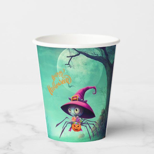 Vasos De Papel Otoño/otoño/araña/bruja/halloween (Anverso)