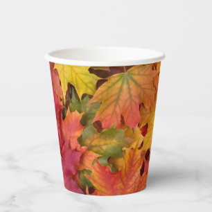 Vasos De Papel Otoño otoño deja ricos colores de oro Naranja