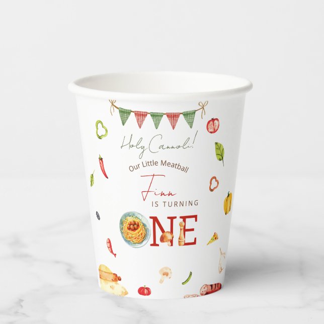 Vasos De Papel Our Little Meatball First Birthday Paper cup (Anverso)