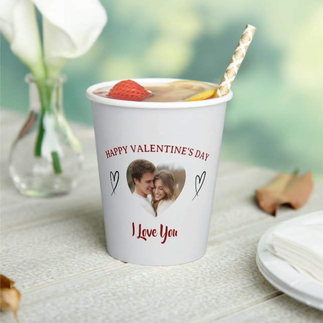 Vasos De Papel Our Love Custom Photo Valentine’s Day Paper Cup (in situ)
