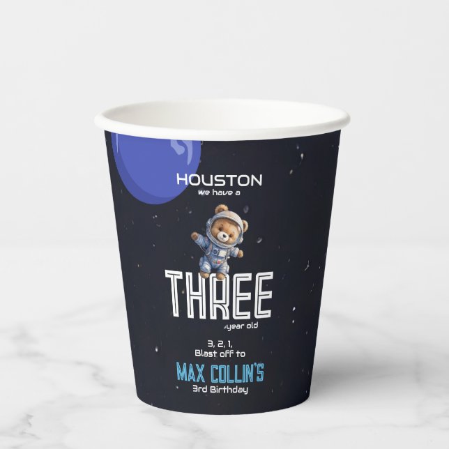 Vasos De Papel Outer Space Astronaut Any Age Birthday (Anverso)