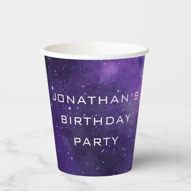 Vasos De Papel Outer Space Galaxy Party | Cumpleaños de astronomí (Anverso)