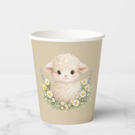 Vasos De Papel Ovejas caprichosas y flores silvestres para un enc