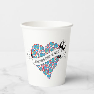Vasos De Papel Paga amor con amor, proverbio portugués ilustrado