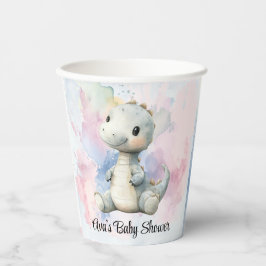 Vasos De Papel Paint Splash Adorable Dinosaur Baby Shower