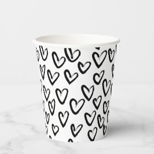 Vasos De Papel Paint Stroke Heart Pattern