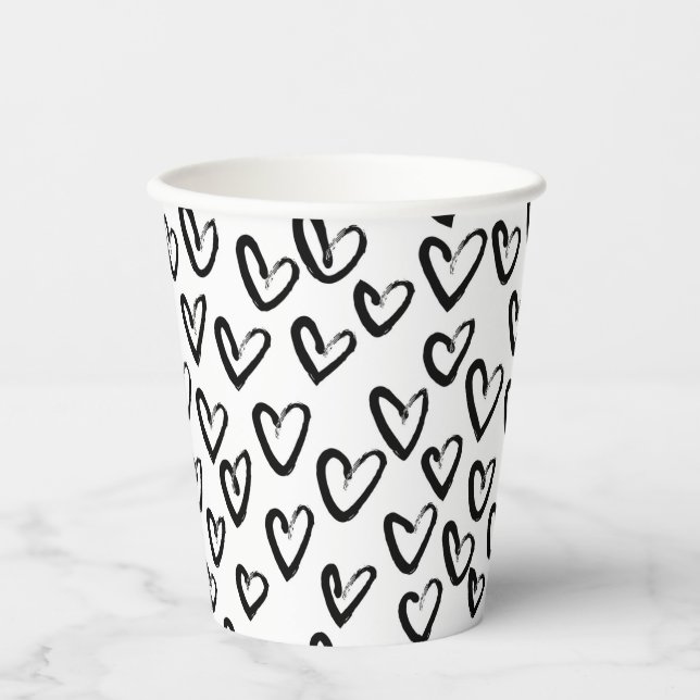 Vasos De Papel Paint Stroke Heart Pattern (Anverso)