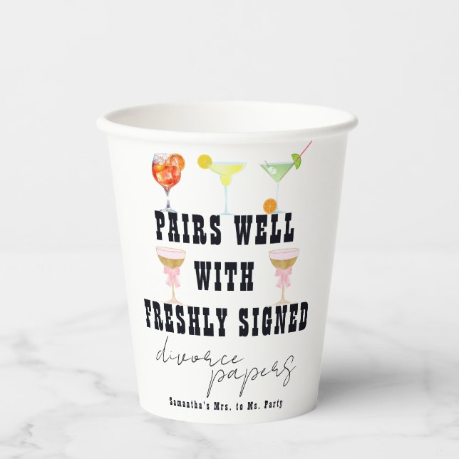 Vasos De Papel Pairs Well Divorcios Papers Cocktail Brunch Party (Anverso)