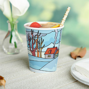 Vasos De Papel Paisaje de la Casa de Invierno