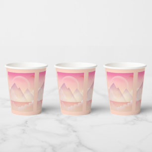 Vasos De Papel Paisaje de la montaña Dreamy Pastel