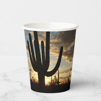 Vasos De Papel Paisaje del desierto de Saguaro Sunset II Arizona