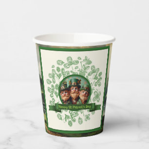 Vasos De Papel Paisaje vintage de San Patricio con trébol PPC