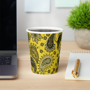 Vasos De Papel Paisley amarillo