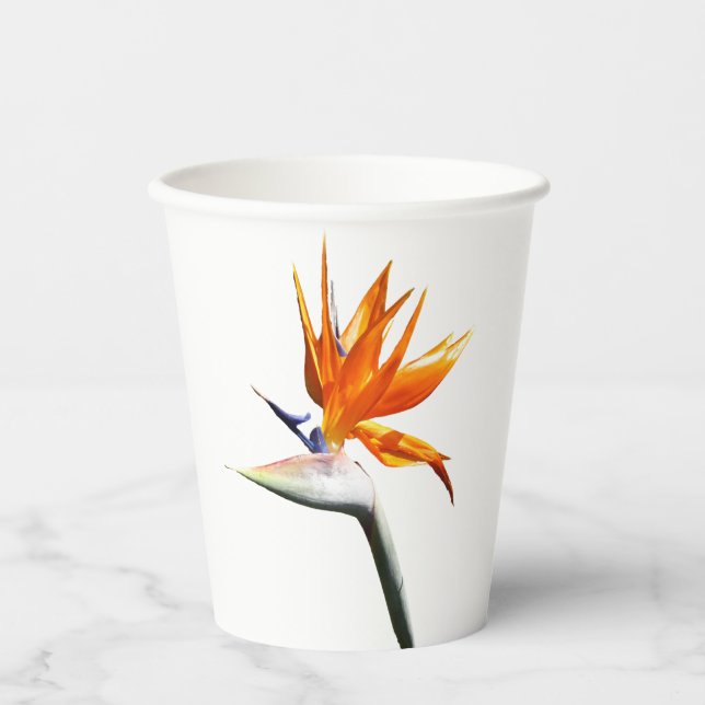 Vasos De Papel Pájaro del Naranja del paraíso Flor tropical (Anverso)