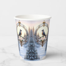 Pájaro en tazas de papel de adorno de Navidad