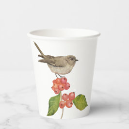 Vasos De Papel Pájaros acuarela "Curruca mosquitera"