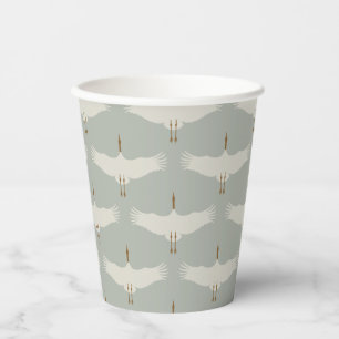Vasos De Papel Pájaros azul turbulentos Neutrales Grullas Patrón 