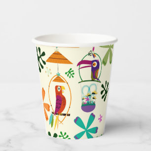Vasos De Papel Pájaros Tiki Tropicales Vintage Fiesta de Luau de 