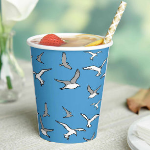 Vasos De Papel Pájaros - una bandada de gaviotas