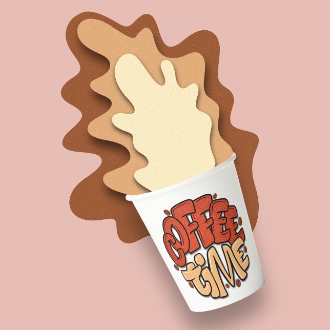 Vasos De Papel Palabras de caligrafía de tiempo de café (Subido por el creador)