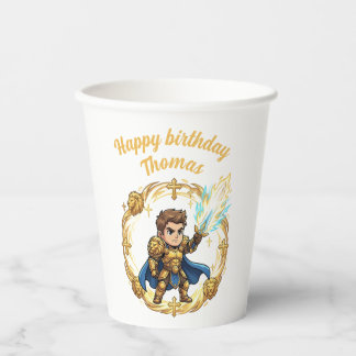 Vasos De Papel Paladin Holy Knight Anime Chibi Gamer Birthday