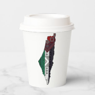 Vasos De Papel Palestina Embroidery tatreez Mapa de la bandera de