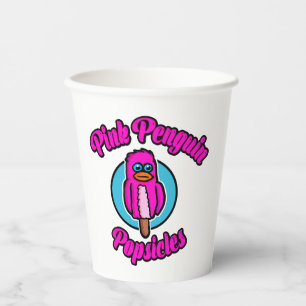 Vasos De Papel Paleta de Pingüino Rosa
