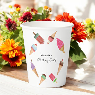 Vasos De Papel Paletas de Conos de Helado Fiesta