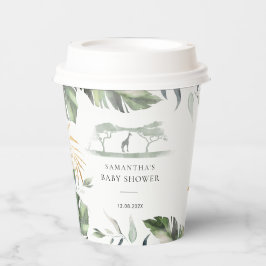 Vasos De Papel Palm deja Safari Giraffe Jungla Baby Shower