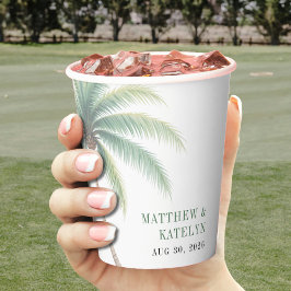 Vasos De Papel Palm Tree Island Destination Green Wedding