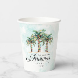 Vasos De Papel Palmares Tropicales Navidad en la Playa