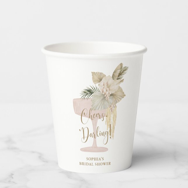 Vasos De Papel Palmas personalizadas y ducha de novias Prosecco (Reverso )