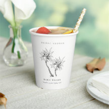 Palmas tropicales Black White Sketch Bridal Shower