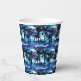 Vasos De Papel Palmeras amorosas - Blue Purple Tropical Beach Mug