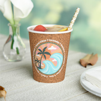 Vasos De Papel Palmeras Tropicales De Las Islas Hawaianas En Faux