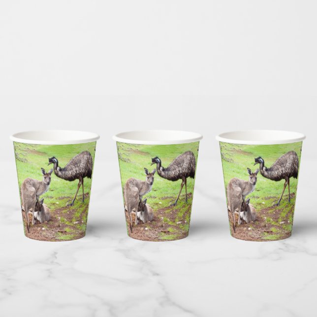 Vasos De Papel "Pals improbables: El canguro y la amistad Emu" (Multi)