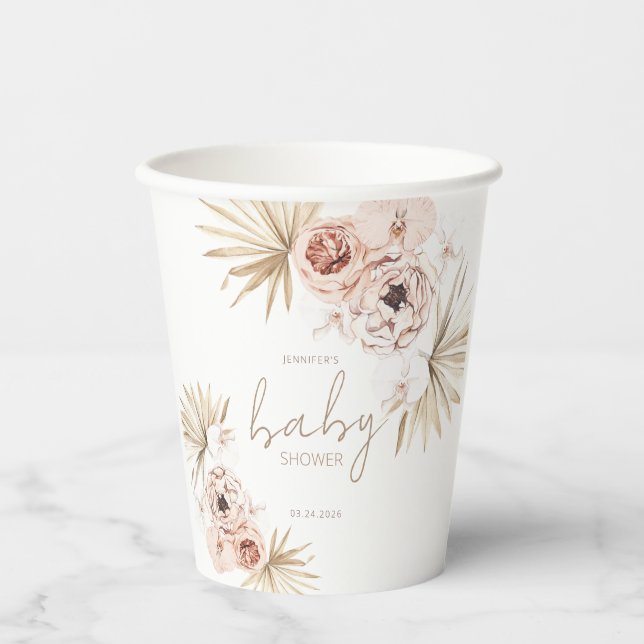 Vasos De Papel Pampas Grass Boho Bohemian Baby Shower (Anverso)
