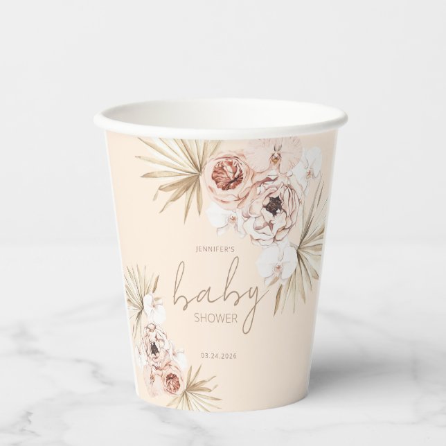 Vasos De Papel Pampas Grass Boho Bohemian Baby Shower (Anverso)