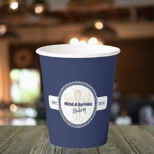 Vasos De Papel Panadería de cocina de Navy & Gold Whisk