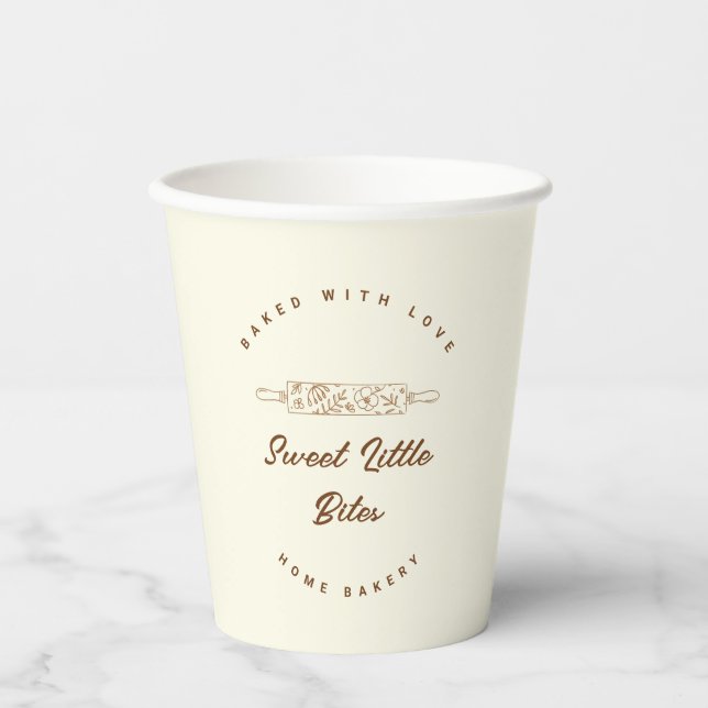 Vasos De Papel Panadería de Dulces Bocaditos Negocio de Panadería (Anverso)