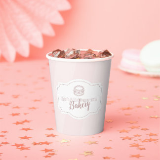 Vasos De Papel Panadería de pasteles rosados Pastel personalizada