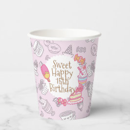 Vasos De Papel Panadería dulce y bebidas rosadas